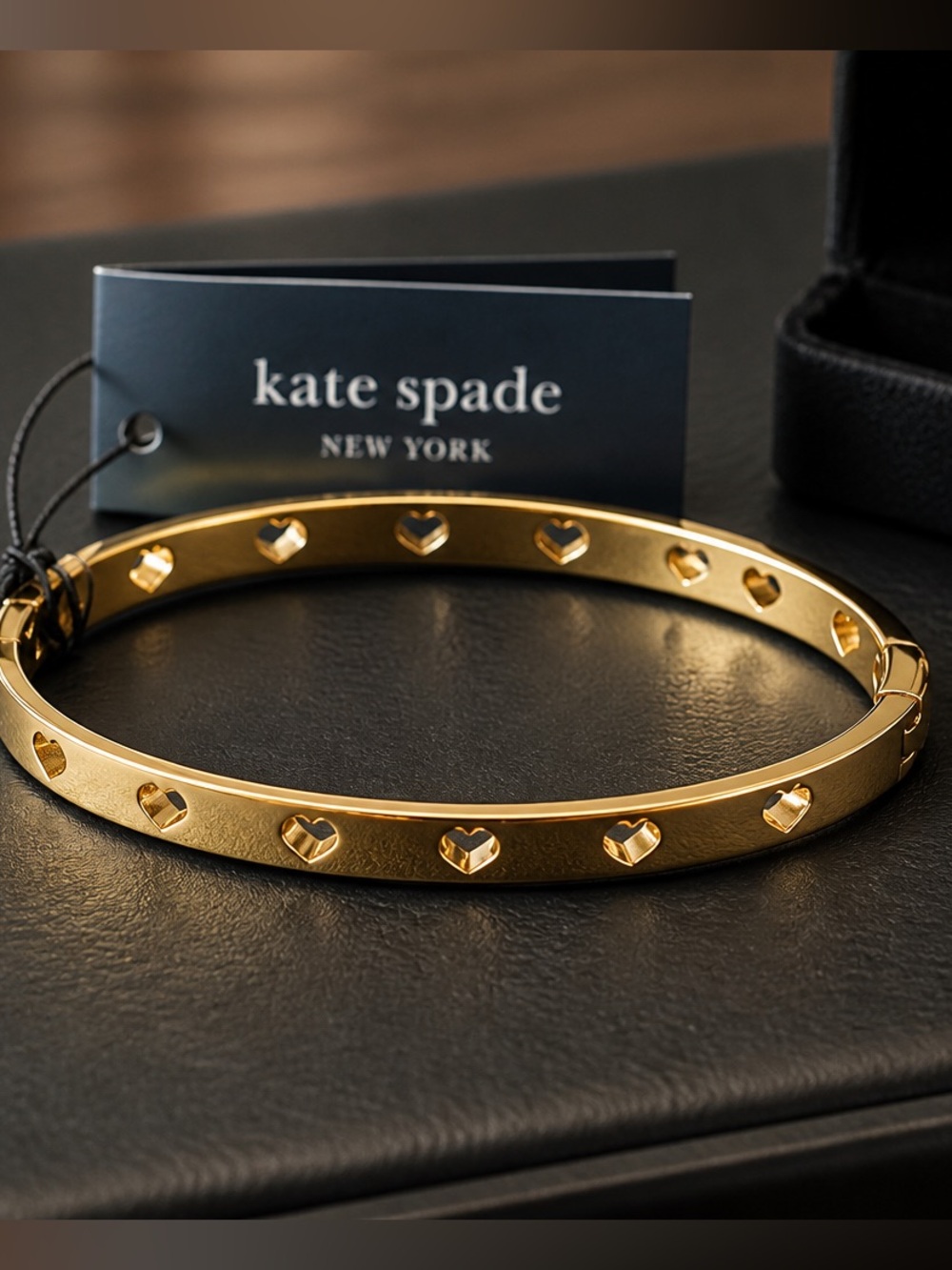 kate spade gold heart-cutout bangle bracelet